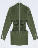 JUSTINE army green party dress