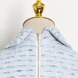 Elegant Blue Tweed Jacket and Mini Skirt Set