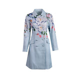 Floral Print Double Breasted Fitted Coat