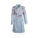 Floral Print Double Breasted Fitted Coat