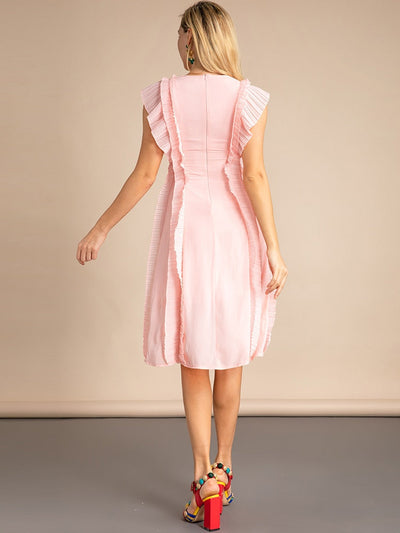 KRIS Mini Dress with Pleated Accents in colors