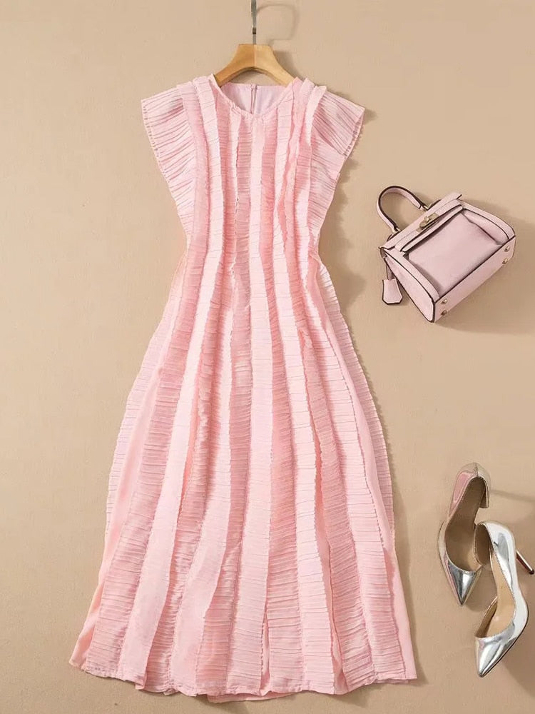 KRIS Mini Dress with Pleated Accents in colors