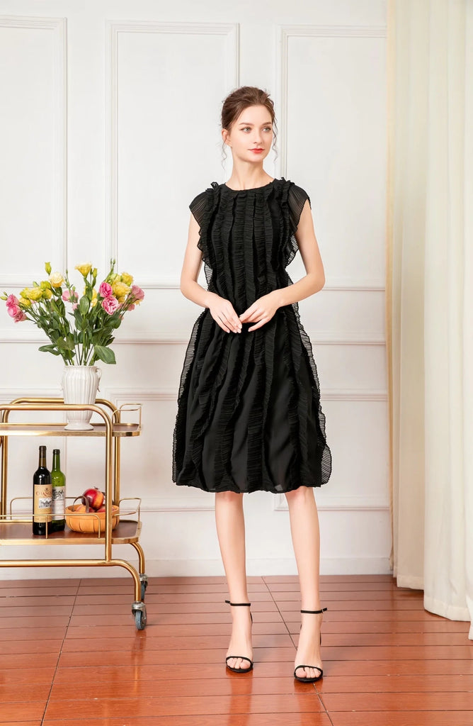 KRIS Mini Dress with Pleated Accents in colors