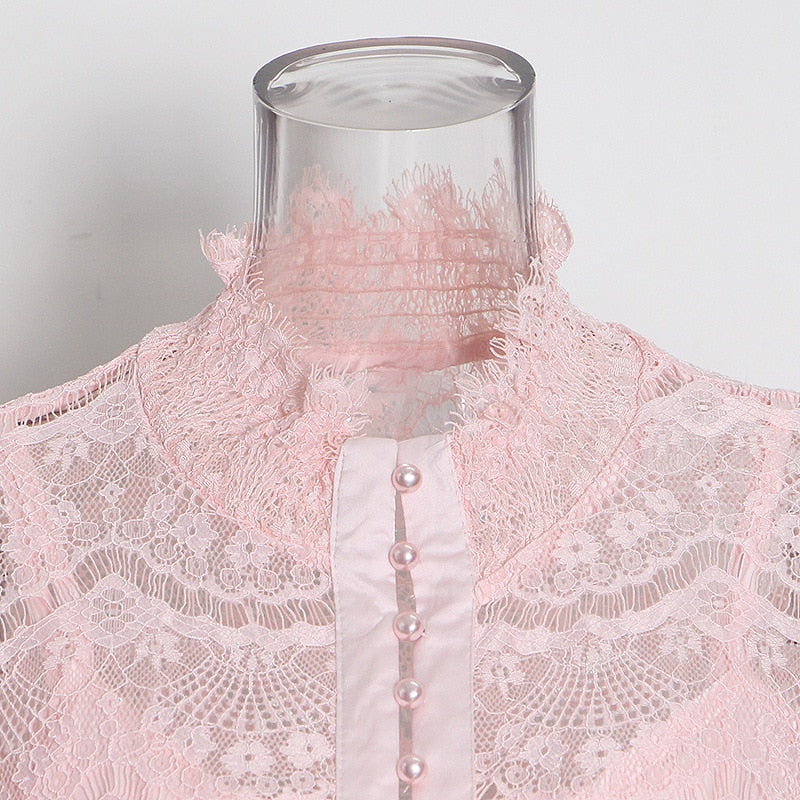 POSTCARD gerogette Pink Lace Midi Dress
