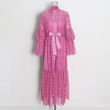 POSTCARD gerogette Pink Lace Midi Dress