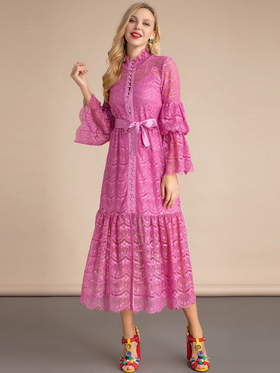 POSTCARD gerogette Pink Lace Midi Dress