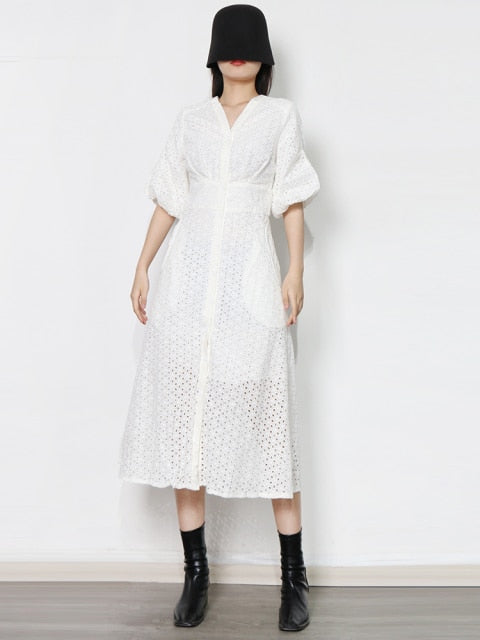 POSTCARDS Eyelet Midi Dress in colors
