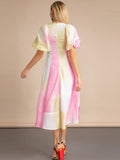 ROSA Pink Tie-Dyed Print Midi Dress