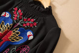 TROPICANA Smocked Mini Dress with Embroidery