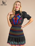 TROPICANA Smocked Mini Dress with Embroidery