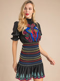 TROPICANA Smocked Mini Dress with Embroidery