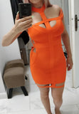 Jasmin off-shoulder bodycon mini dress in orange