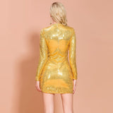ANGEL turtleneck sequinned golden mini dress