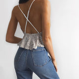 ANNA Shiny Sleeveless Crop Top