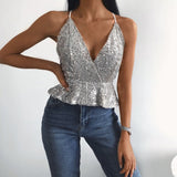 ANNA Shiny Sleeveless Crop Top