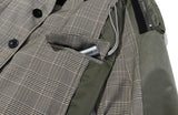 Army green plaid patchwork jacket