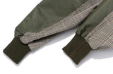 Army green plaid patchwork jacket