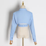 Asymmetrical full-sleeve crop top