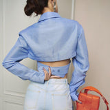 Asymmetrical full-sleeve crop top