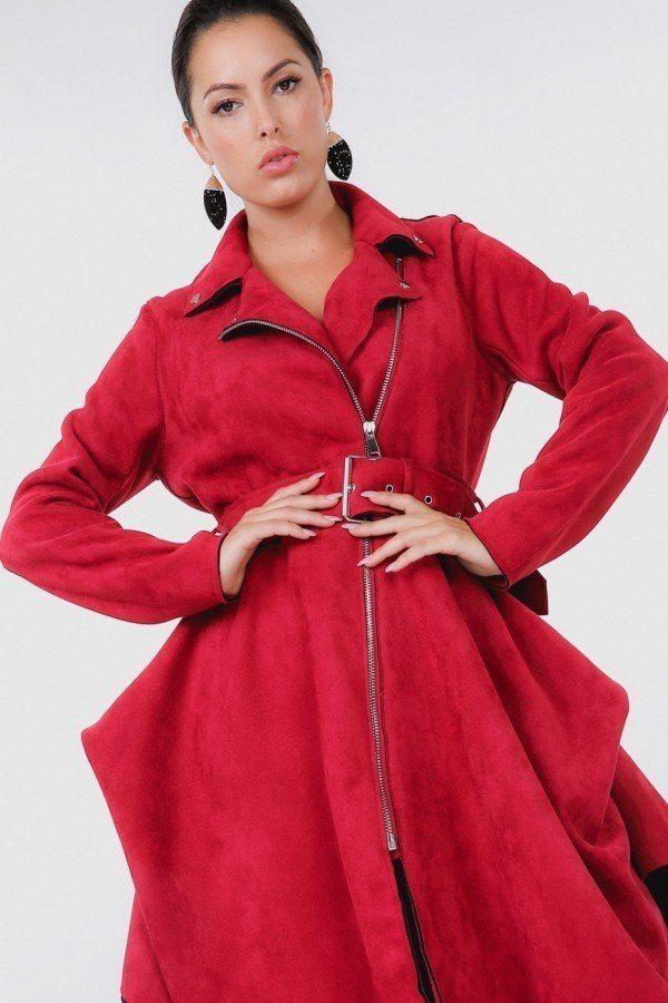 Belted Faux Suede Coat in colors