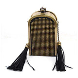 CABARET studded tasseled evening purse