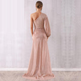 CALLIOPE one-shoulder powder pink gown