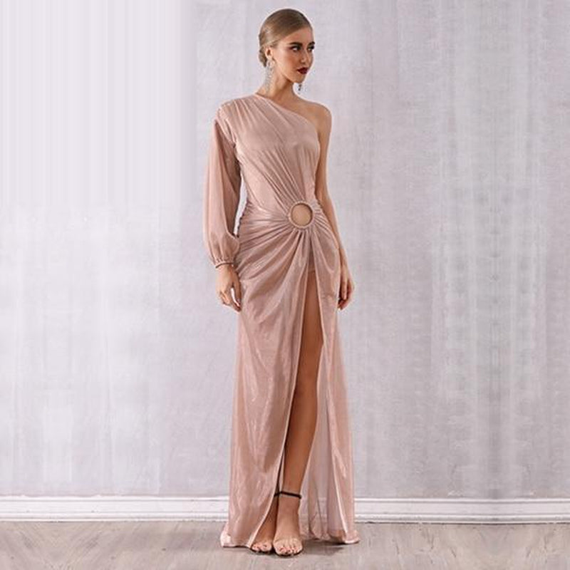 CALLIOPE one-shoulder powder pink gown