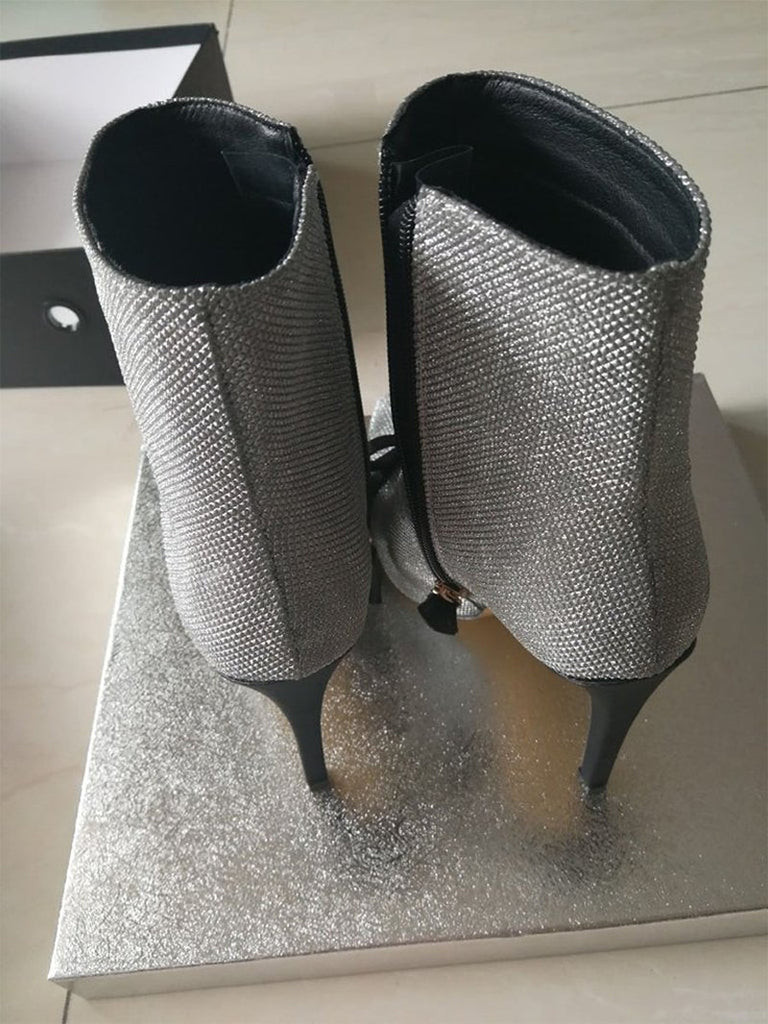 Cinderella embellished ankle boots in silver