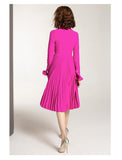 BELOVED CLEMENTINE pleated bowknot midi dress in fuchsia