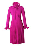 BELOVED CLEMENTINE pleated bowknot midi dress in fuchsia