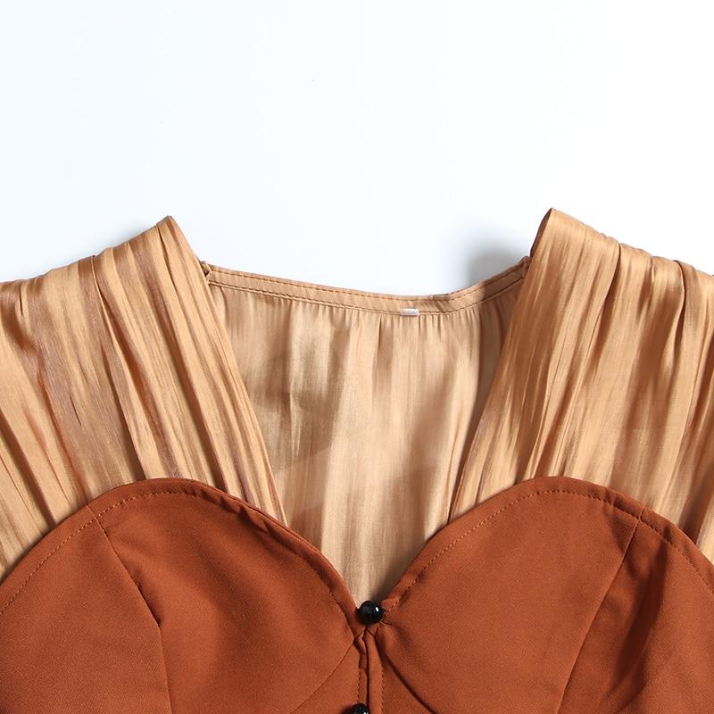 Color-block sweetheart blouse