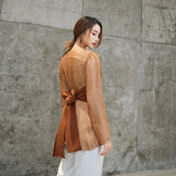 Color-block sweetheart blouse