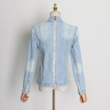 Bowknot denim blouse