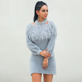 Cosy tasseled knitted sweater dress
