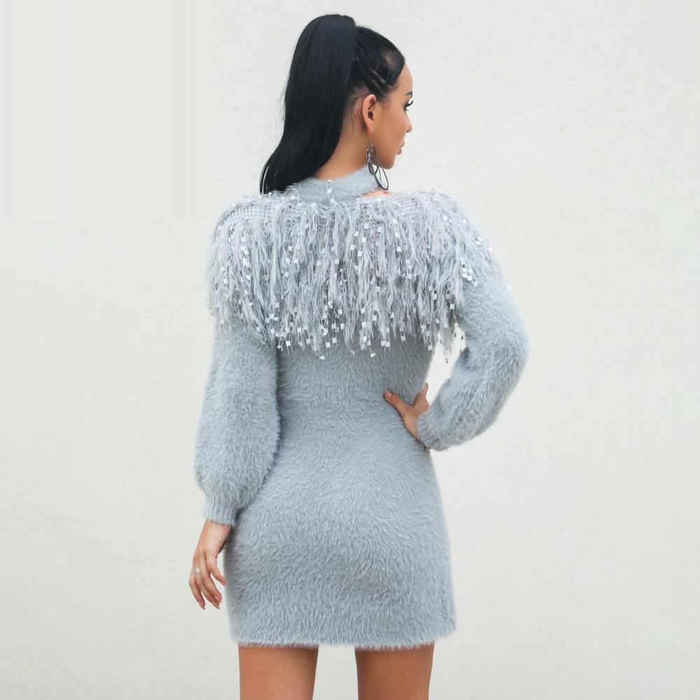 Cosy tasseled knitted sweater dress
