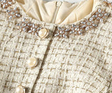 Cotton-blend plaid pencil dress
