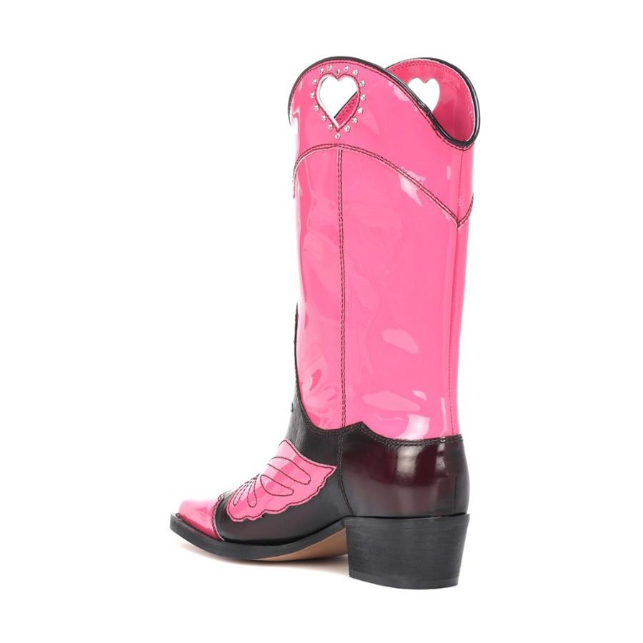 Cowgirl color-block boots in pink