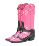 Cowgirl color-block boots in pink