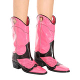 Cowgirl color-block boots in pink