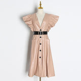 CREME butterfly sleeve maxi dress