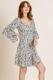 Dalmatian Print Ruffle Bell Sleeve Sweetheart Neckline Dress