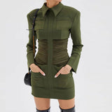 JUSTINE army green party dress