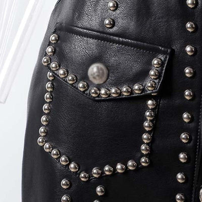 Faux leather studded skirt