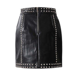 Faux leather studded skirt