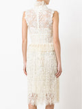 GEMIMA tasseled lace midi dress