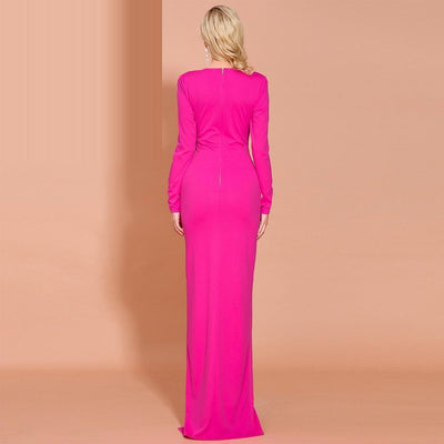 Genevia deep V-neck fuchsia gown