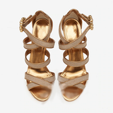 Golden Gladiator Party High-Heeled Sandals