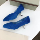 Hairy low-heel shoes in blue