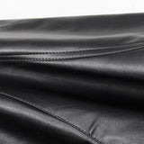 High-waist asymmetric faux leather skirt
