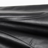 High-waist asymmetric faux leather skirt